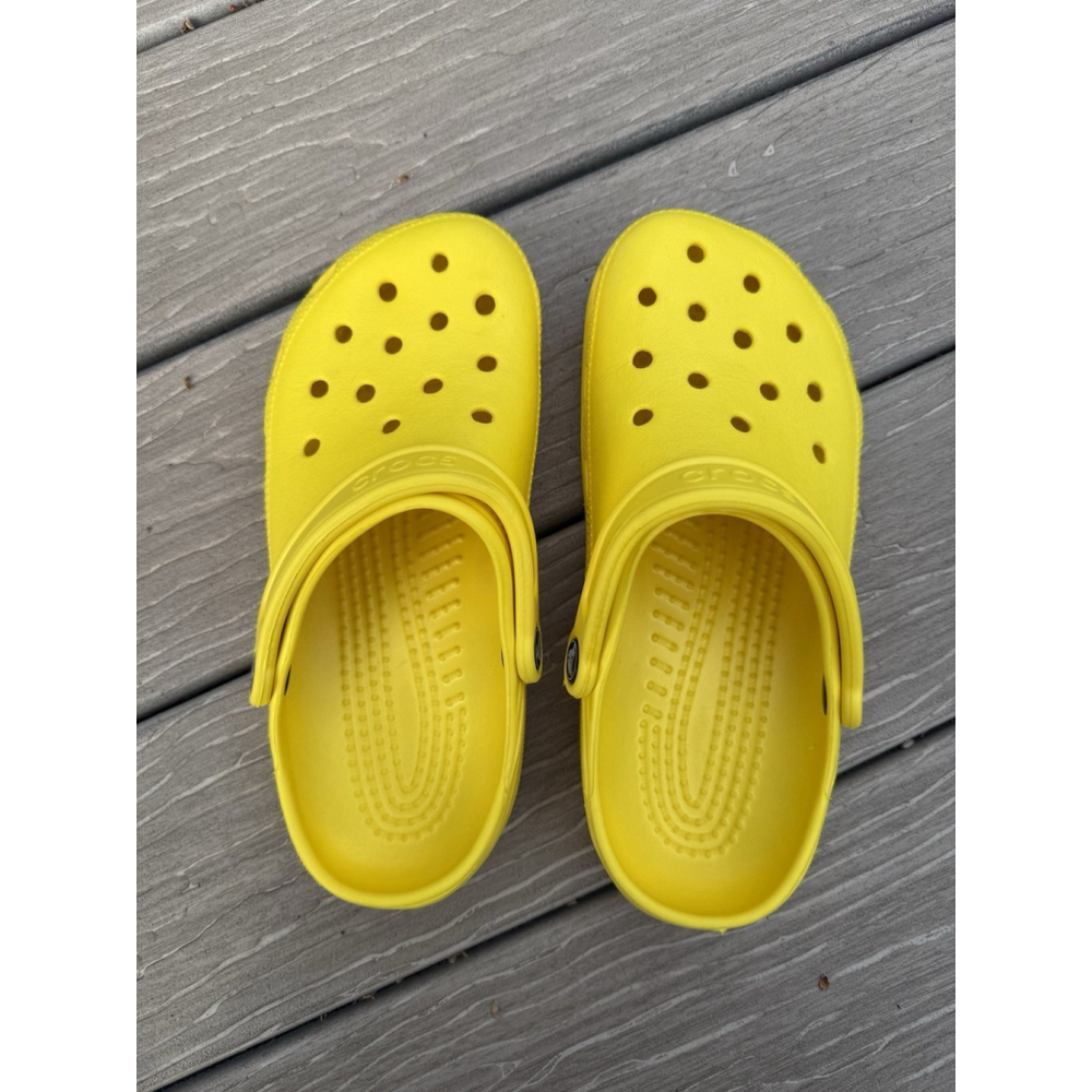 Crocs Unisex Mens 6 Womens 8 Classic Clog Bright Yellow Slip-On Comfort Shoes - Picture 3 of 5